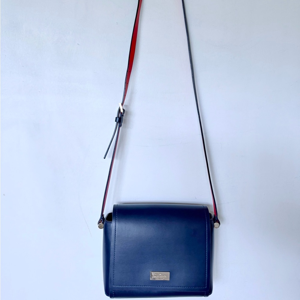 Kate Spade Blue Crossbody Bag with Silver Hardware